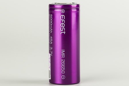 Аккумулятор 26650/ IMR / 5000 mAh / без защиты / 45 А / плоский + / Efest Purple
