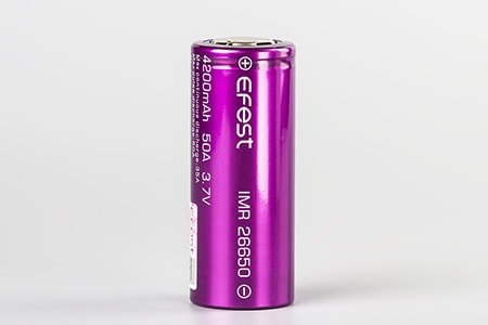 Аккумулятор 26650/ IMR / 4200 mAh / без защиты / 50 А / плоский + / Efest Purple